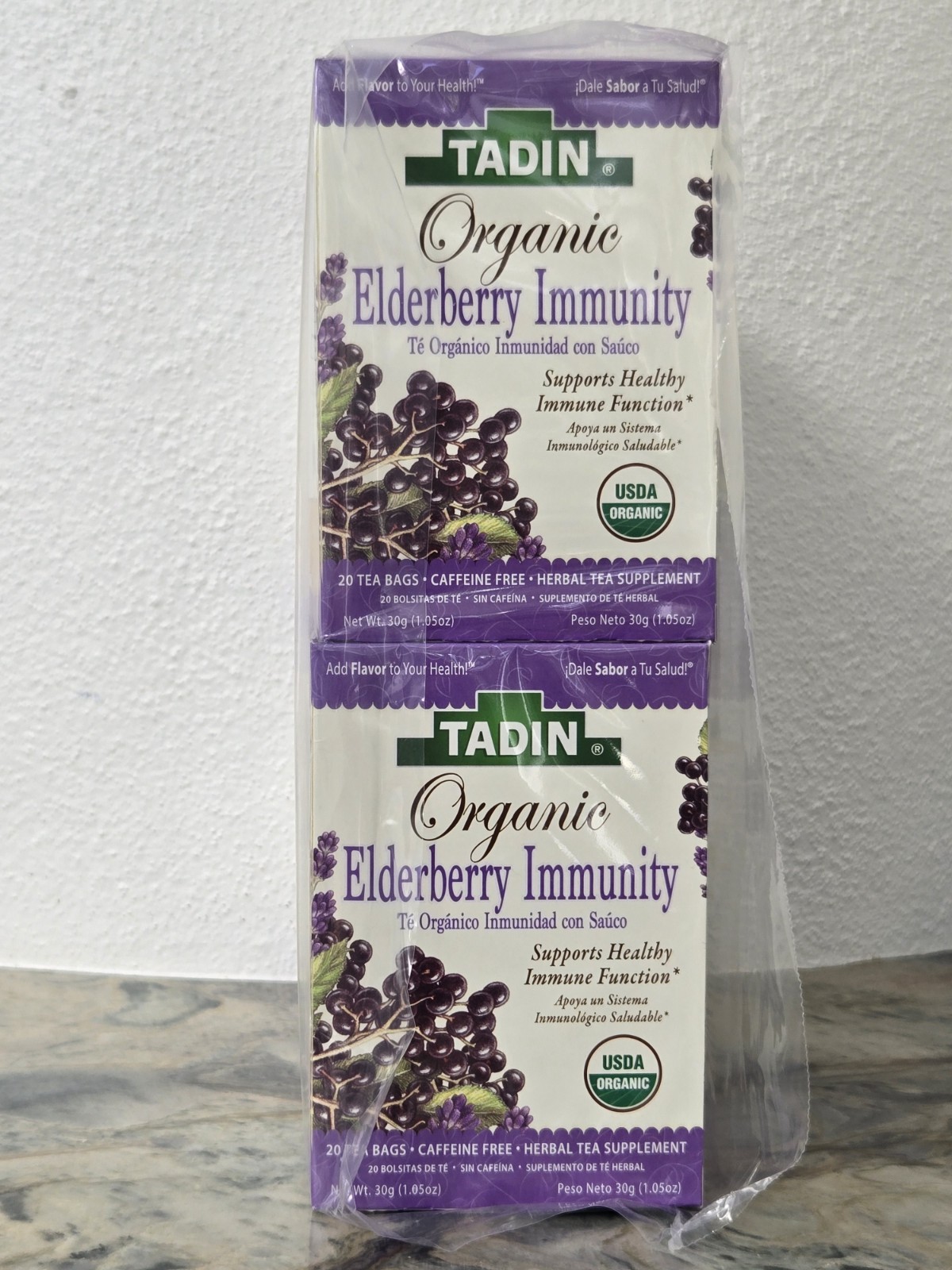 Tadin Organic Elderberry Immunity 20 Tea Bags (Lot Of 6 Boxes) Sick Health Drink