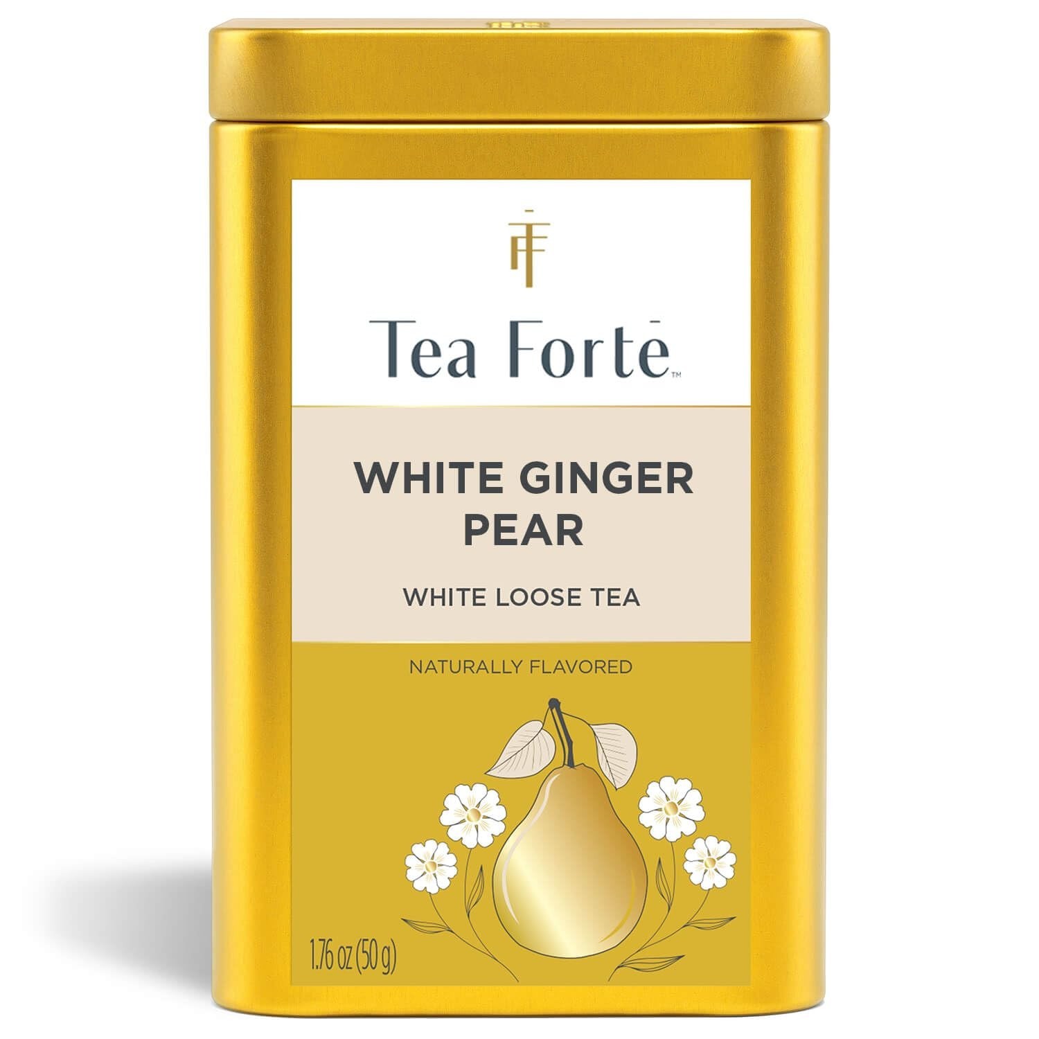White Ginger Pear Loose Leaf Caffeinated White Tea Blend Canister, Makes 35-…