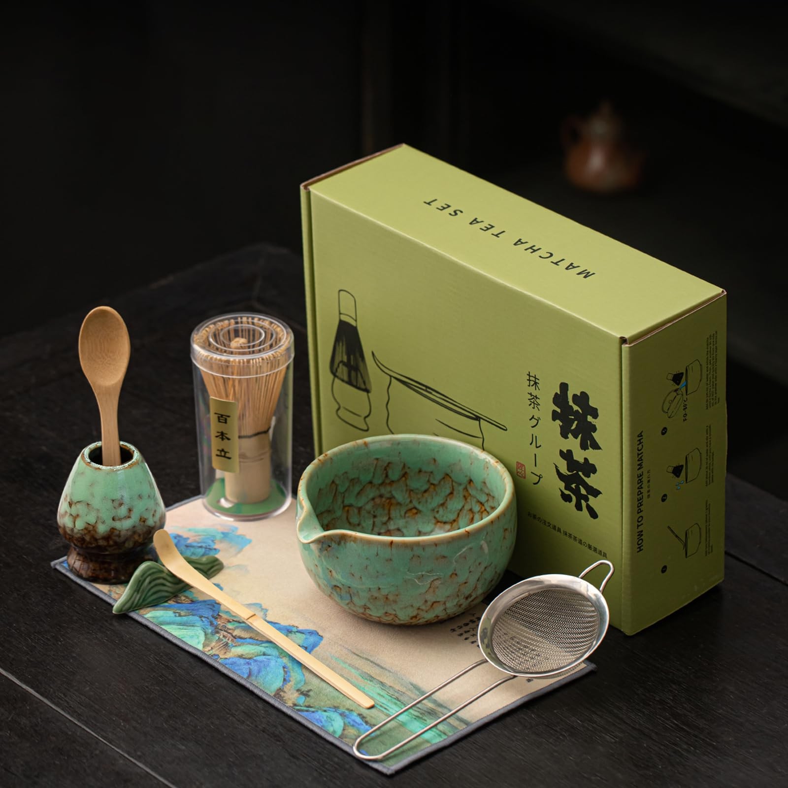 Matcha Whisk Set, Matcha Kit 8 Pcs Includes Bowl, Whisk, Holder, Scoop, Sifte…