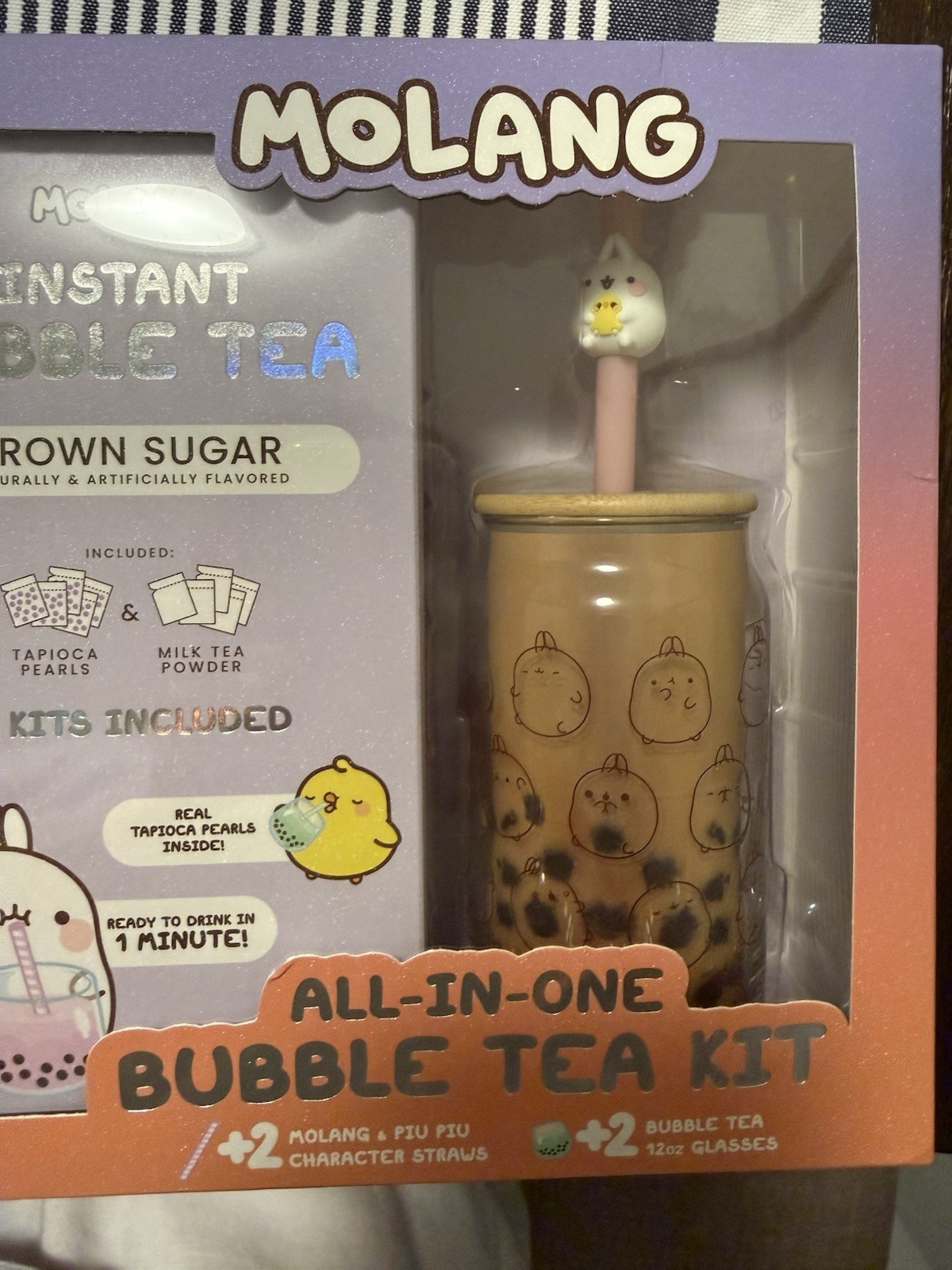 Molang All-In-One Bubble Tea Kit Brown Sugar 6 Milk Tea 6 Tapioca 2 Glasses