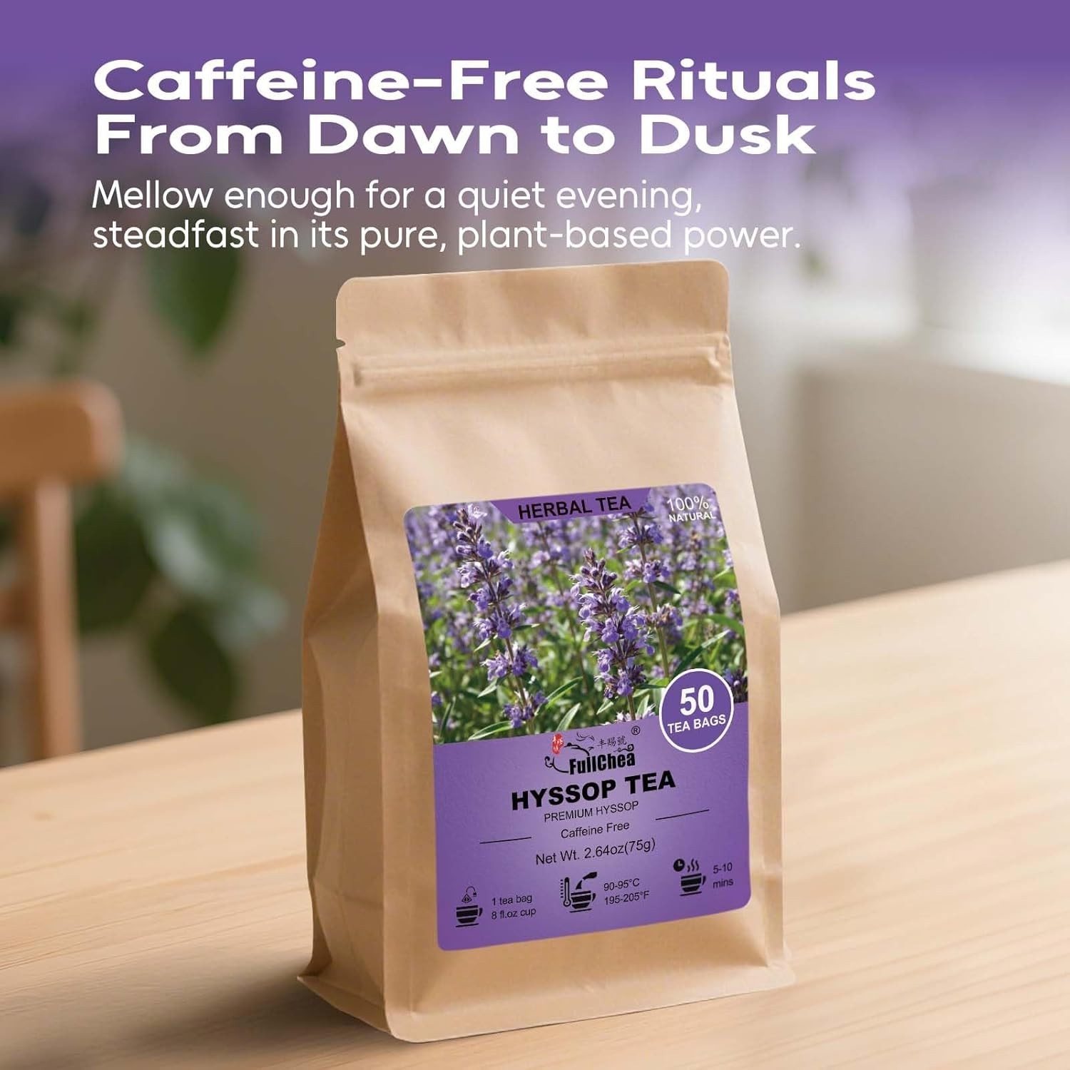– Hyssop Tea Bags, 50 Count Caffeine-Free Herbal Tea Bags, Premium Hyssop, Suppo