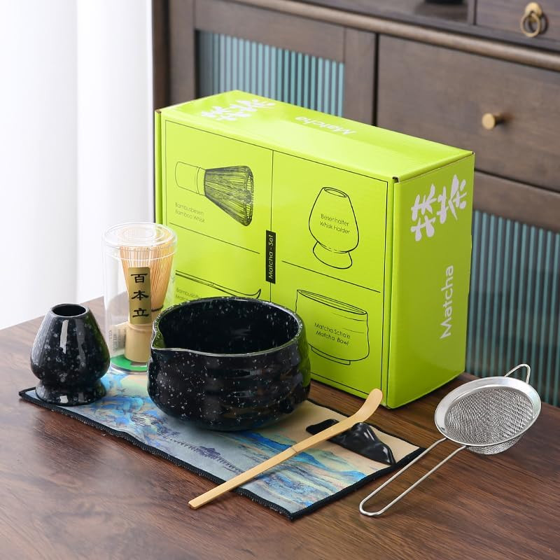 7Pcs Matcha Whisk Set Includes Matcha Bowl, Matcha Whisk Holder, Bamboo Matcha