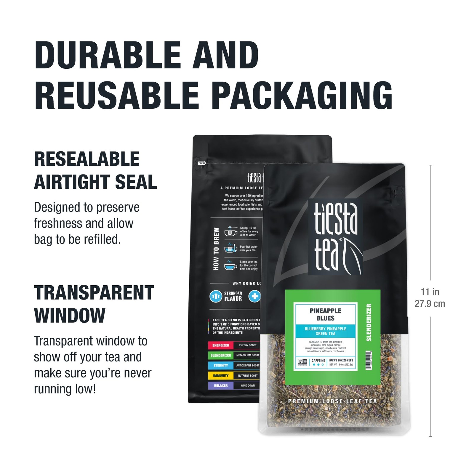 Blueberry Pineapple Green Tea Bulk Pouch 200 Cups Premium Loose Leaf Tea