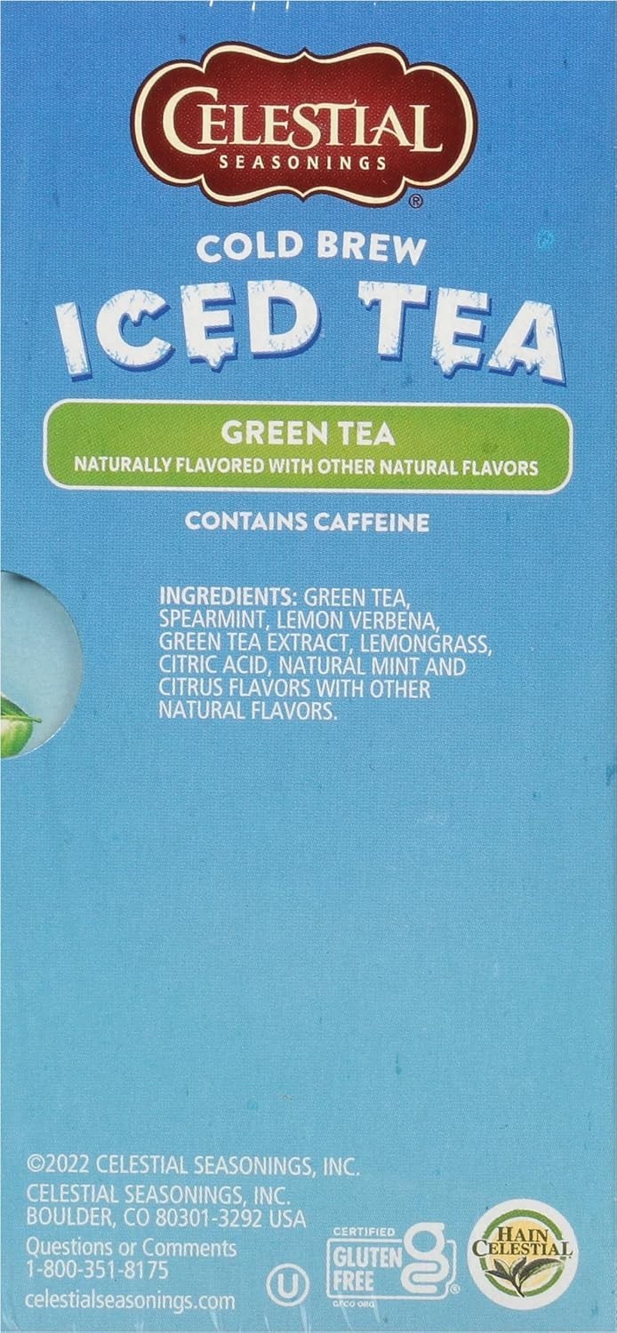 Lemongrass & Mint Cold Brew Green Iced Tea 18 Count for Energetic Sipping