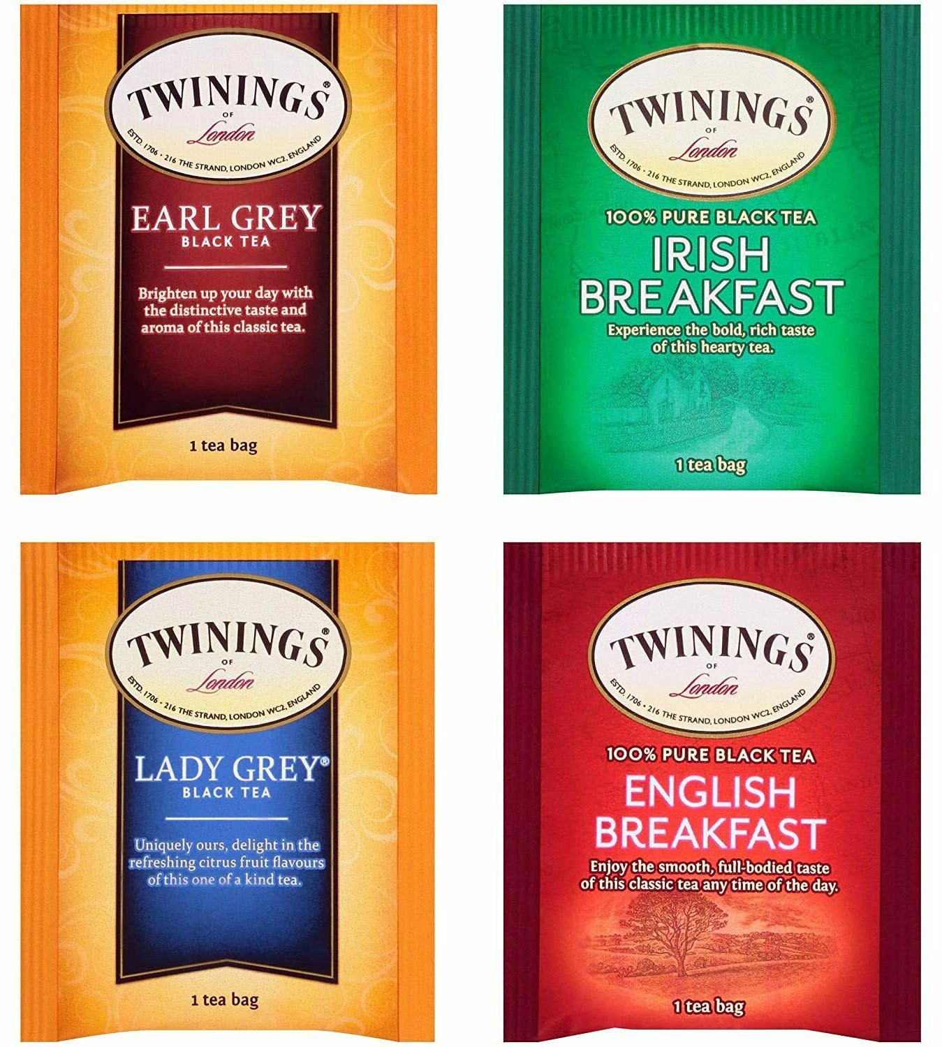Twinings of London Black Tea Variety Pack with Four Flavors, 20 Count