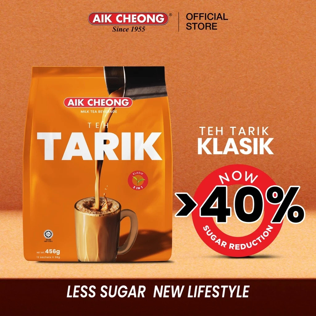 Bundle of 4 X Aik Cheong Teh Tarik – Klasik (38g x 12 Sachets) + DHL EXPRESS