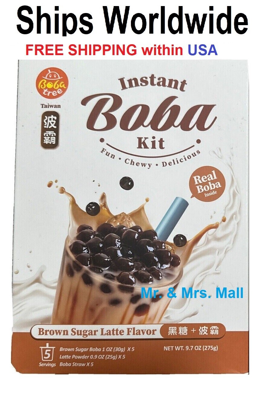 Instant Boba Kit Taiwan BLACK TEA & Brown Sugar Latte Drink Real Boba Chewy 1 PK