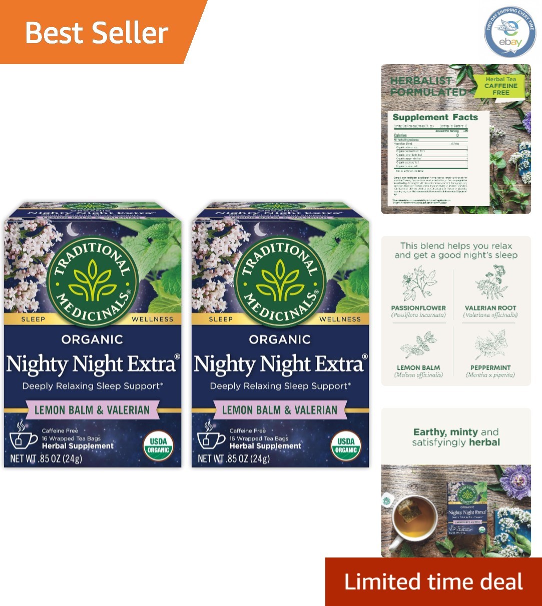 Herbal Sleep Tea – Nighty Night Extra, 32 USDA Organic Tea Bags for Relaxation