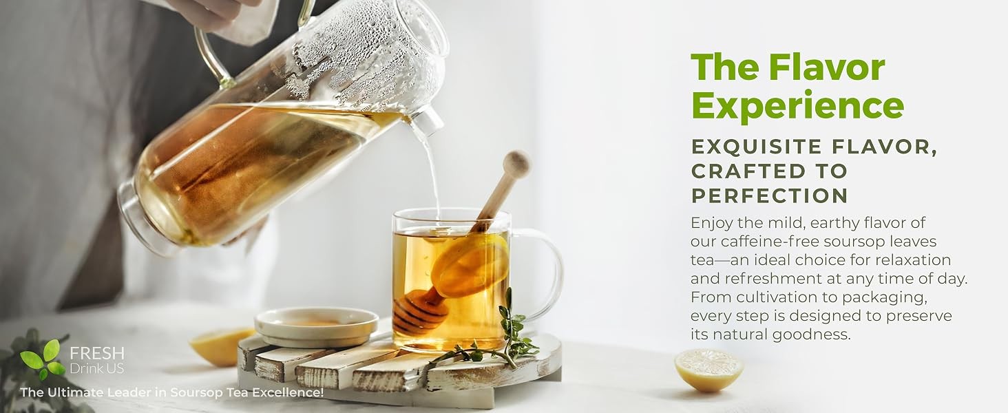 FreshDrinkUS, 15 Premium Soursop Graviola Leaf Tea Bags, 100% Natural and Pure