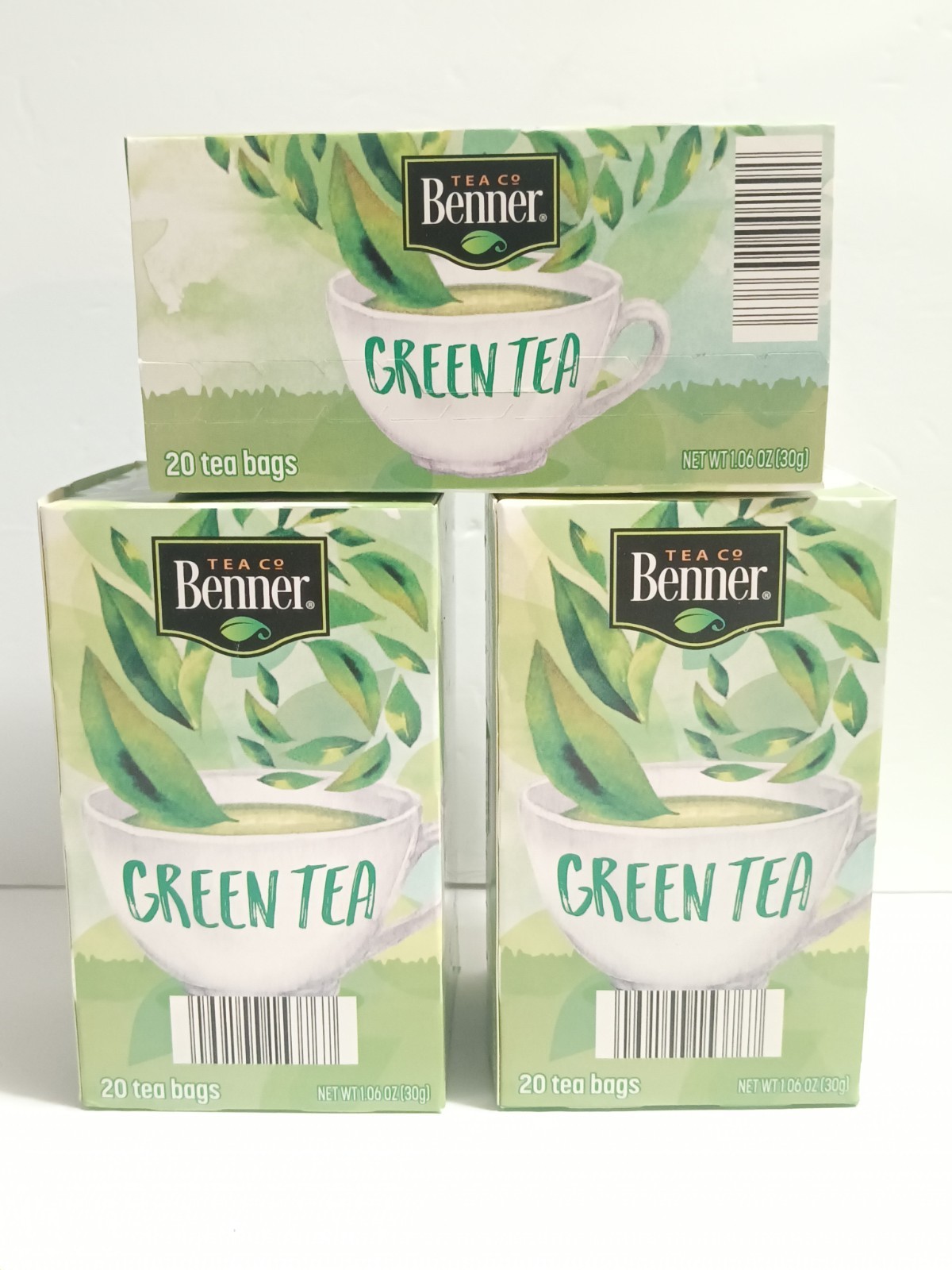 Benner Green Tea 60 bags ( 20 Bags Each Pack) 3/29/27 Net Wt 1.06oz