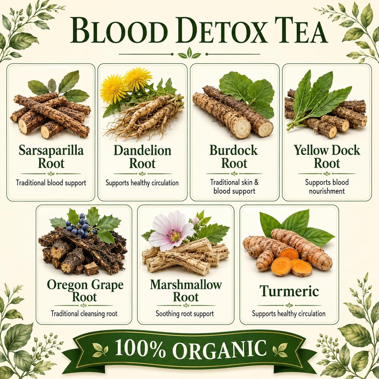 BLOOD DETOX TEA- For all skin conditions, liver detox by Master Herbalist 4oz
