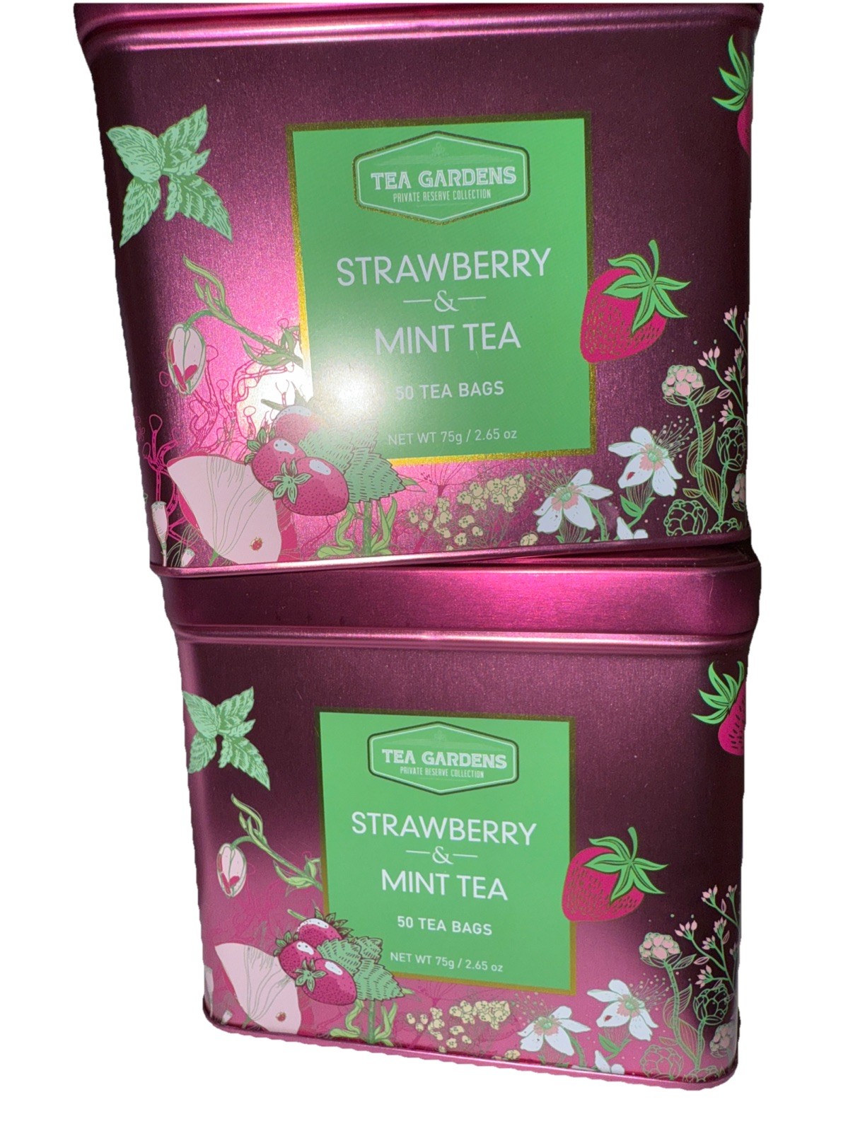 TEA GARDENS 🍓 STRAWBERRY MINT GREEN TEA 2 Boxes= 100 Tea Bags BB=02/2027