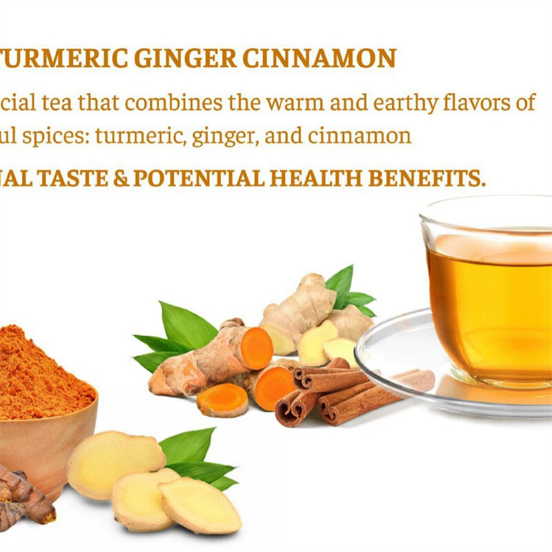 60Bags Turmeric Ginger Cinnamon Tea No Additive Support Brain Weight Sleep-Skin