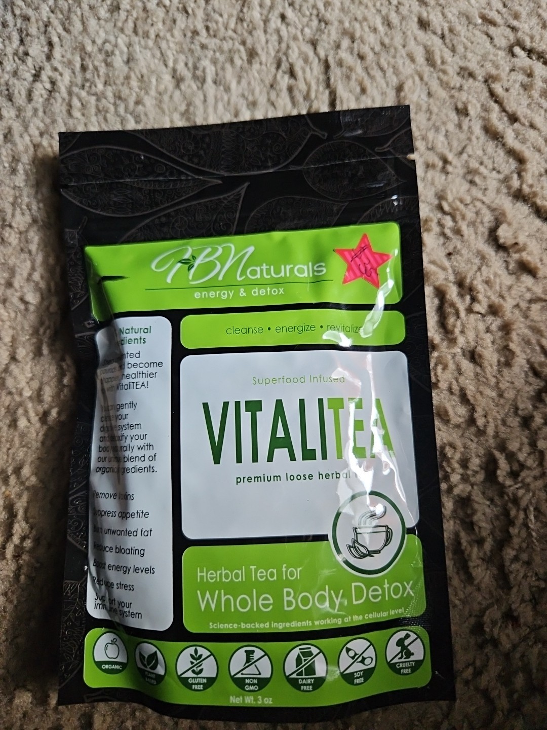 VitaliTEA Energy & Full Body Detox Organic Loose Leaf Herbal Tea – 30 Day
