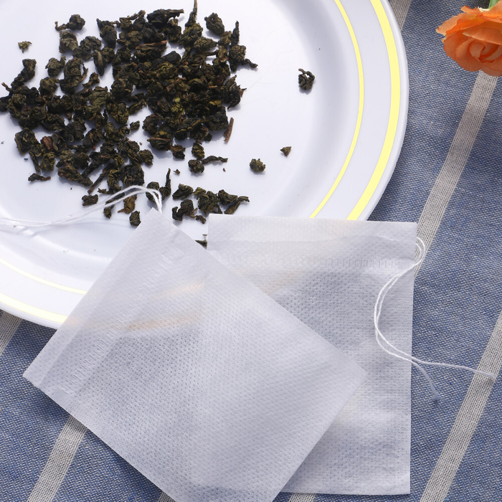 100 Pcs Tea Bag Strainer Pouches for Loose Drawstring Filter Bags Non-Woven