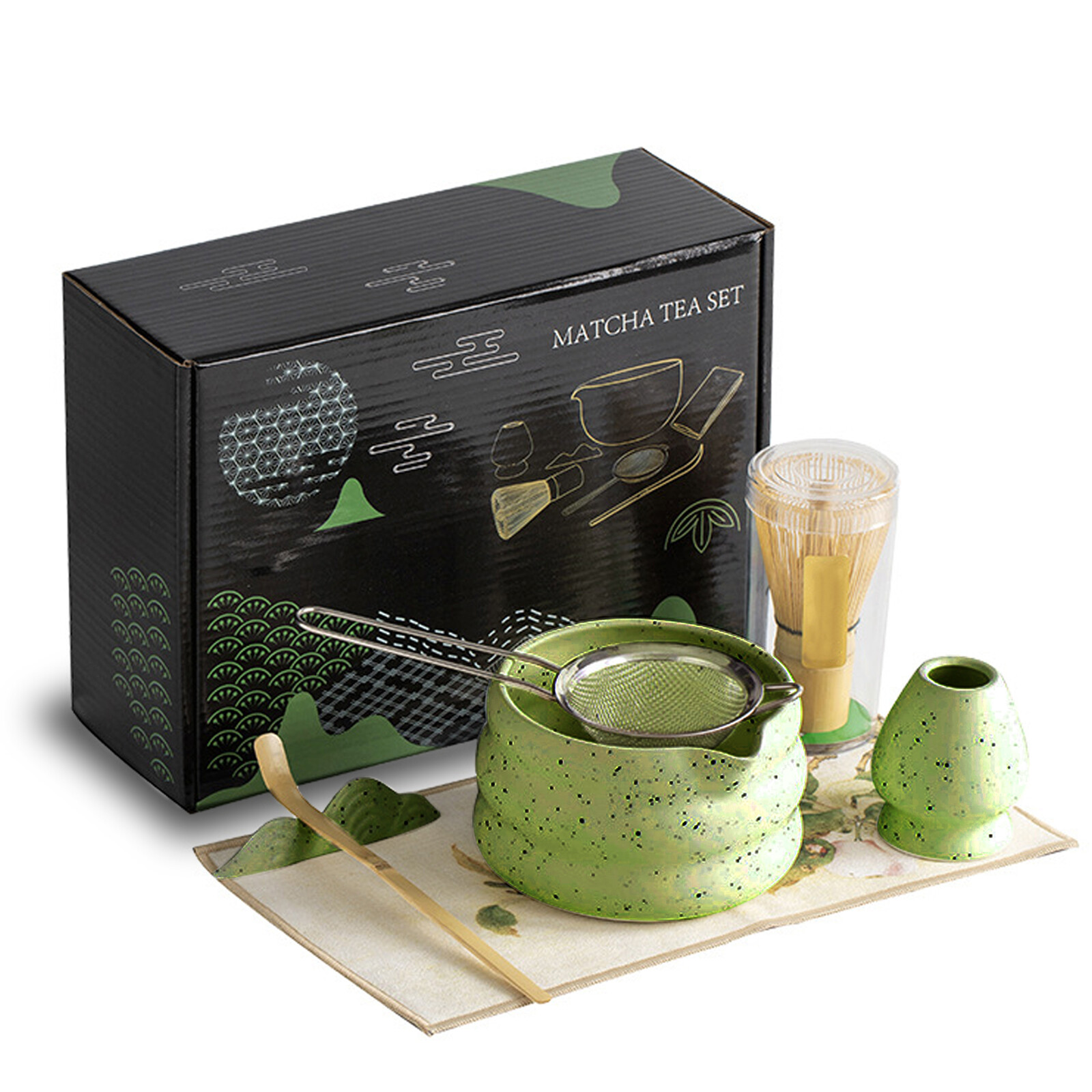 7pcs Japanese Matcha Tea Set Whisk Tea Ceremony Kit Tea Making Tool Kit Gifts.