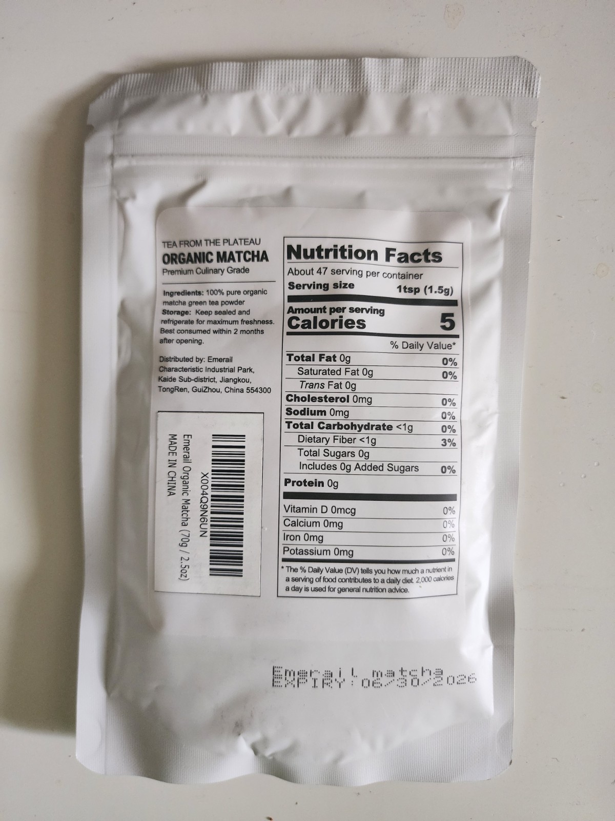 EmeFail Organic Matcha Powder, USDA Organic, Sugar Free, Gluten Free, 70g