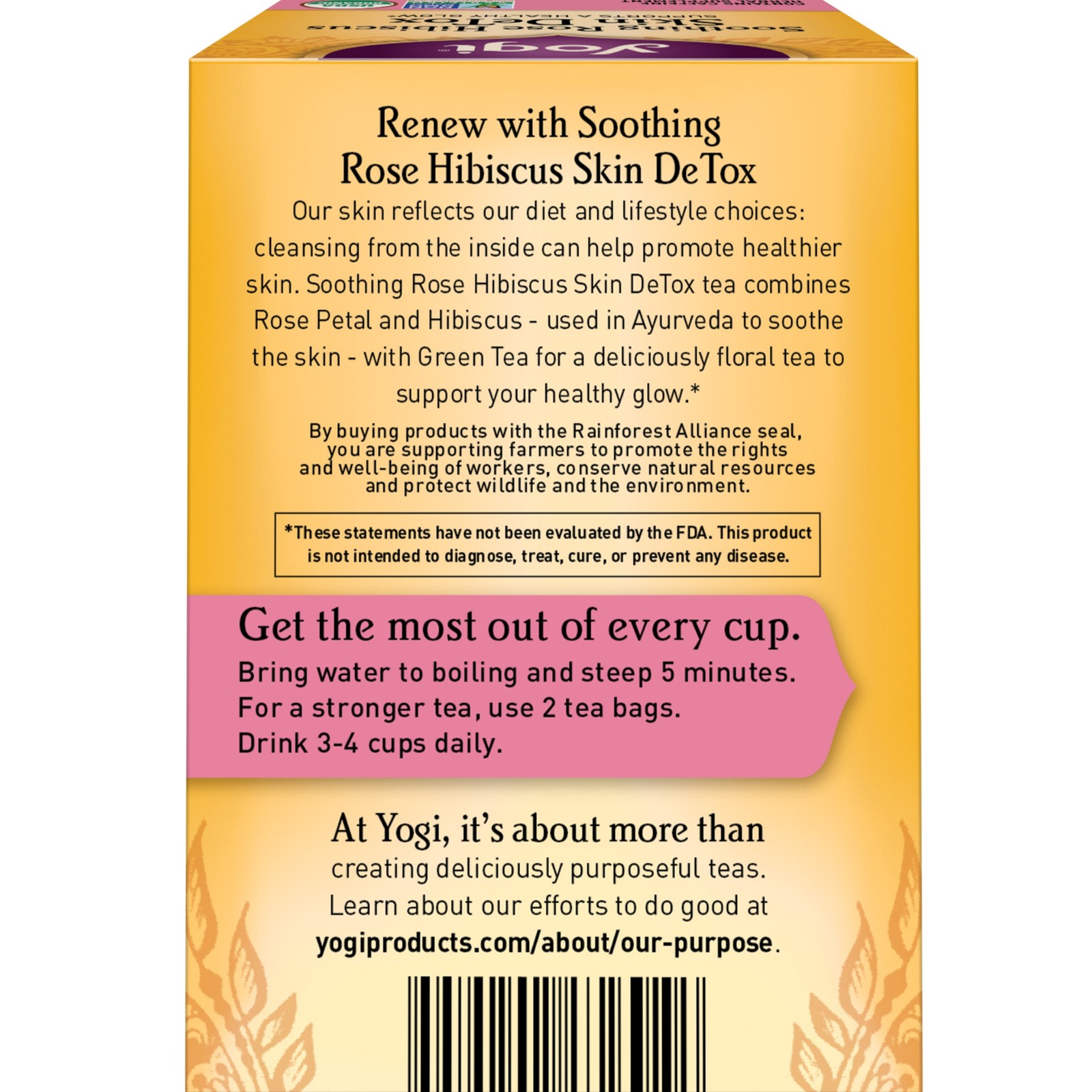 Yogi Tea – Soothing Rose Hibiscus Skin DeTox (4 Pack) – 48 Tea Bags