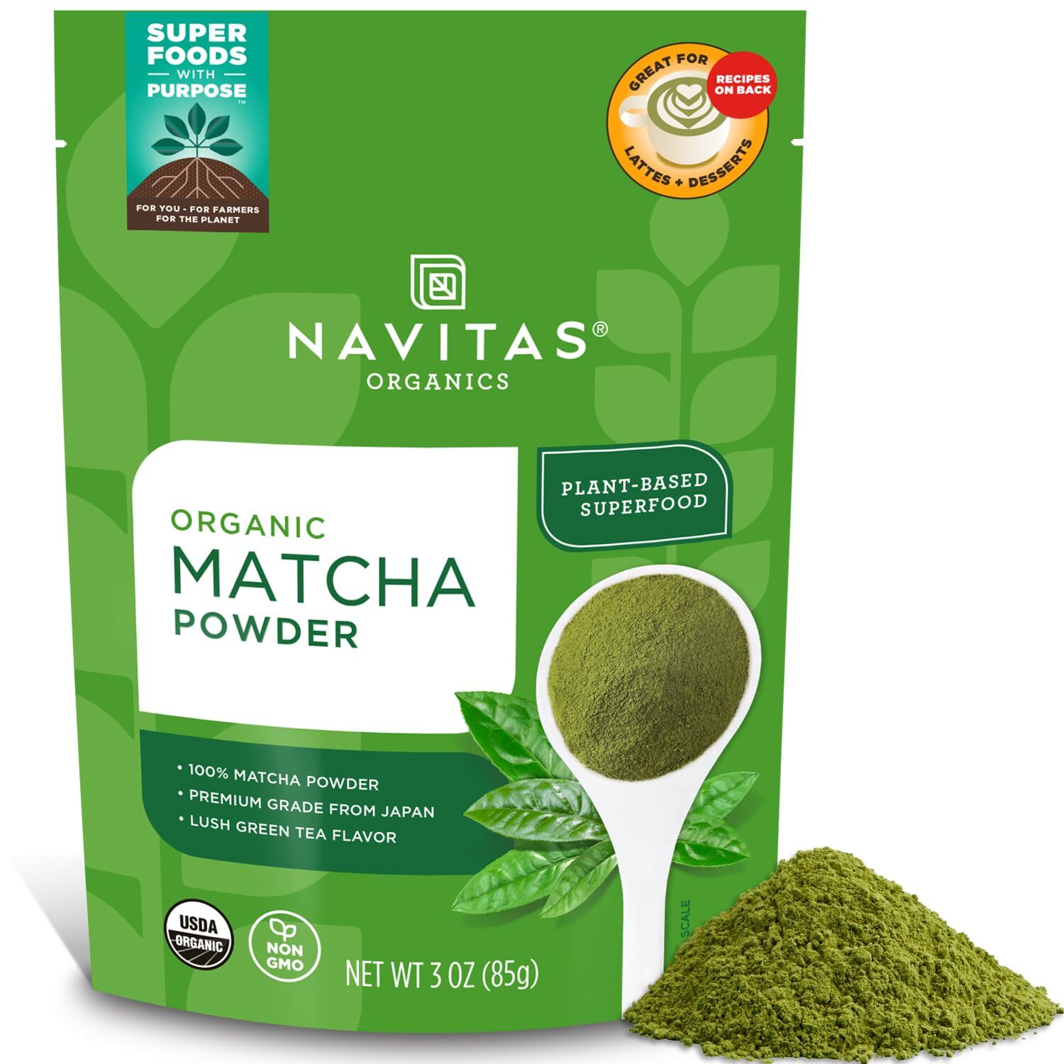 Navitas Organics Premium Culinary Matcha Powder 3 Ounce Organic Green Tea