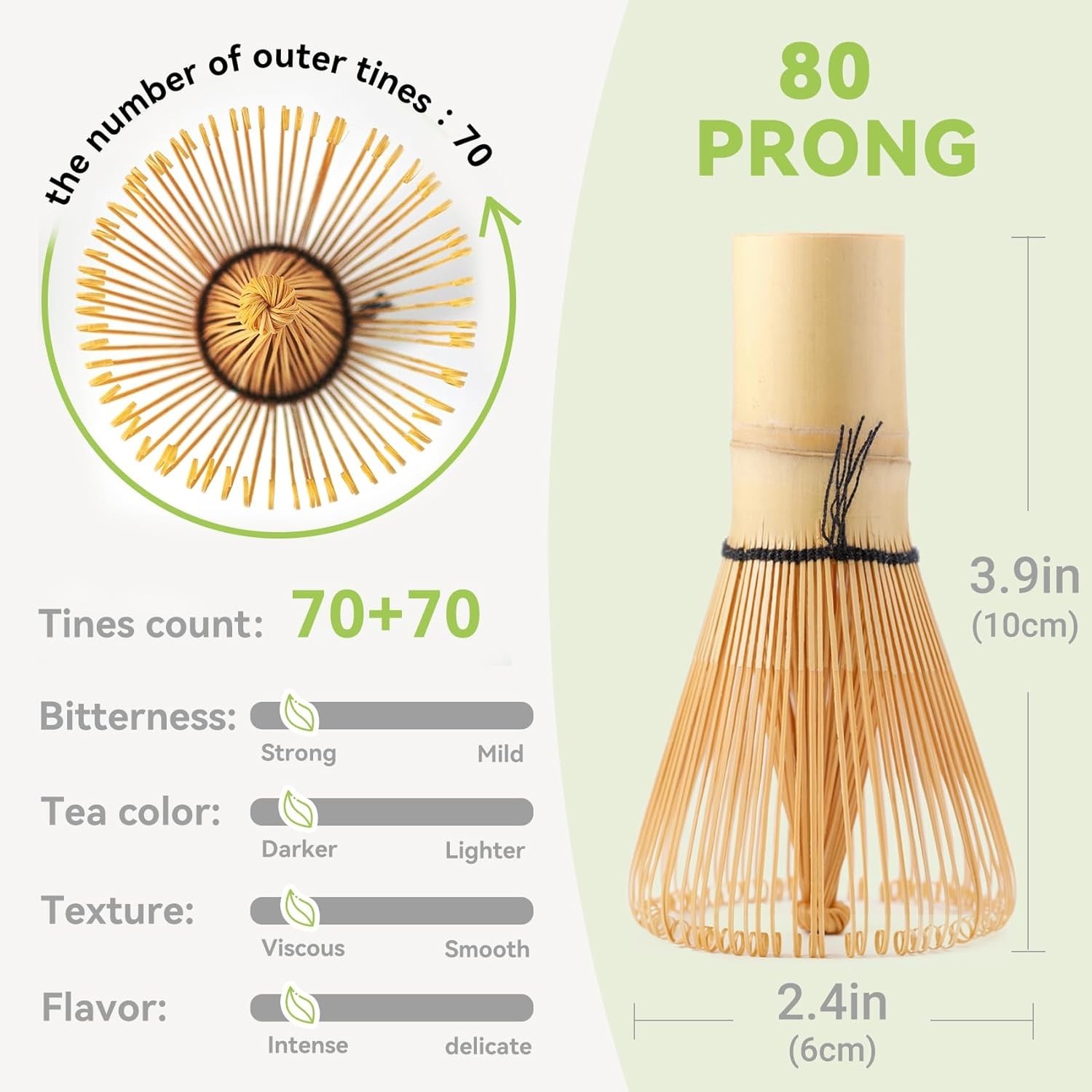 Bamboo Matcha Whisk 80/100/120 Prong, Traditional Japanese Chasen Matcha Stirrer