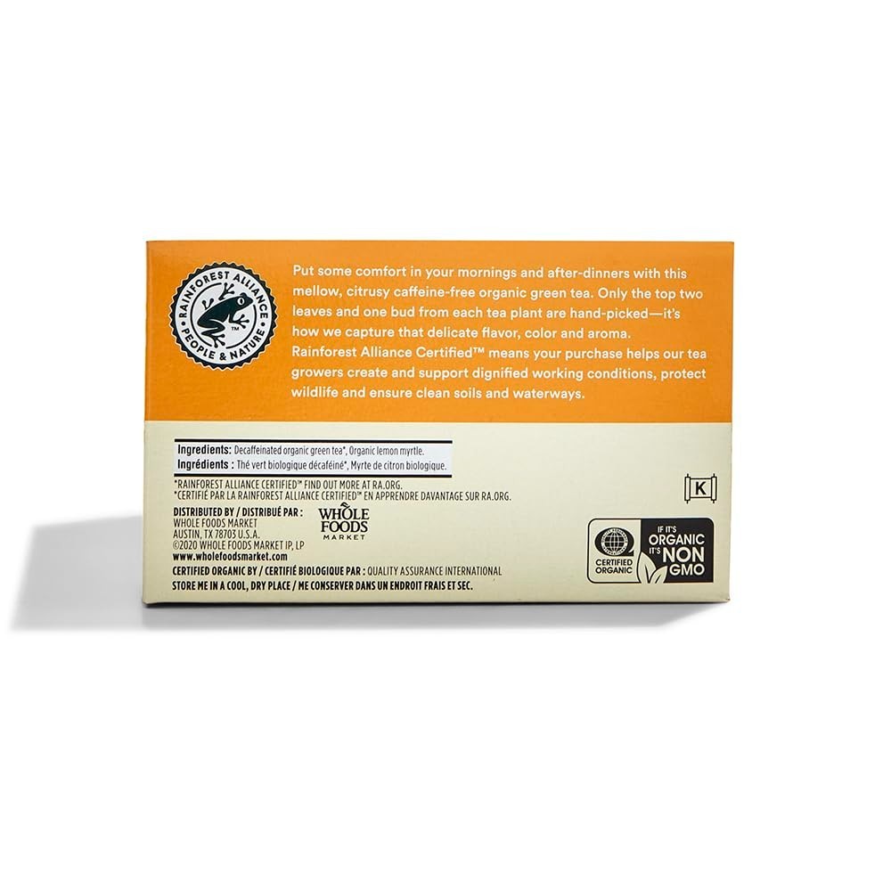 Kosher Certified Organic Decaf Green Tea with Lemon Myrtle – 2.1 Oz Convenience