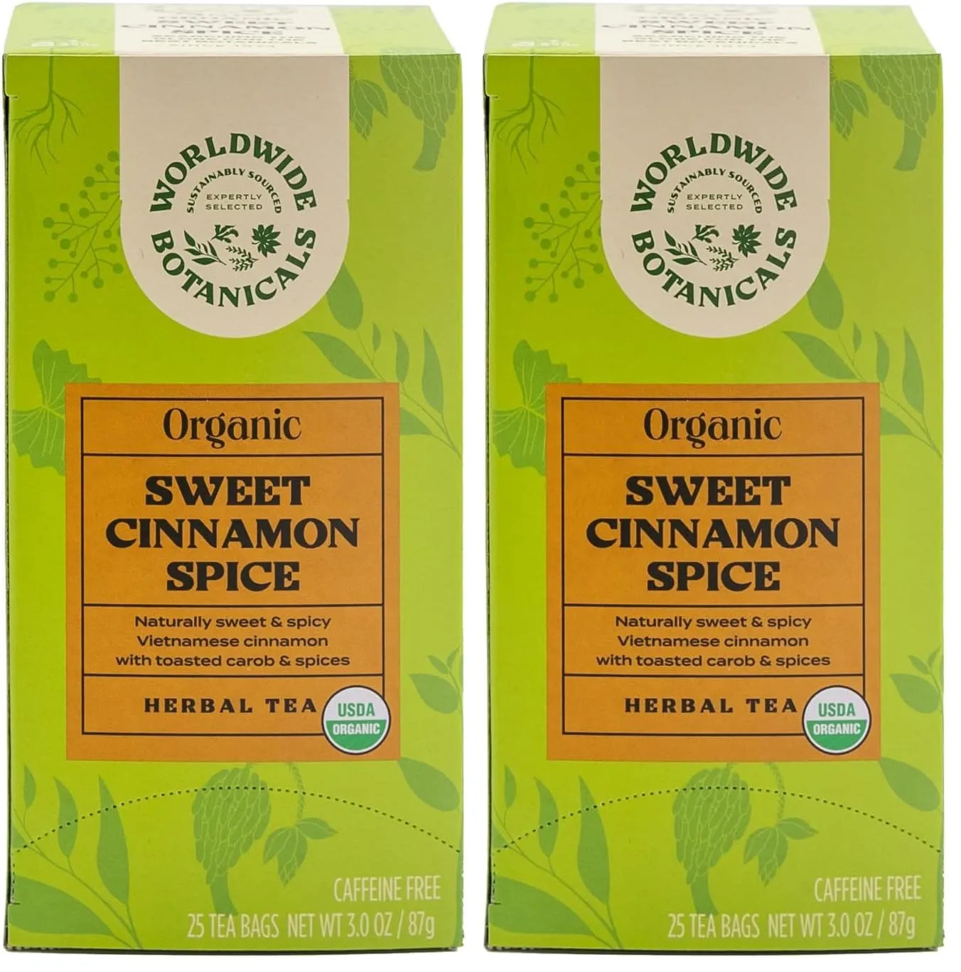 Worldwide Botanicals Organic Roasted Barley Tea 25 Bags Caffeine Free Mugicha
