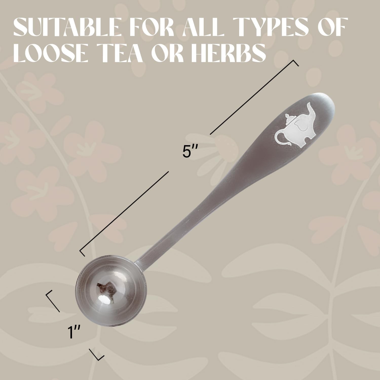 Perfect Scoop Loose Leaf Tea Spoon−18/8 Stainless Steel, teaspoon, Silver