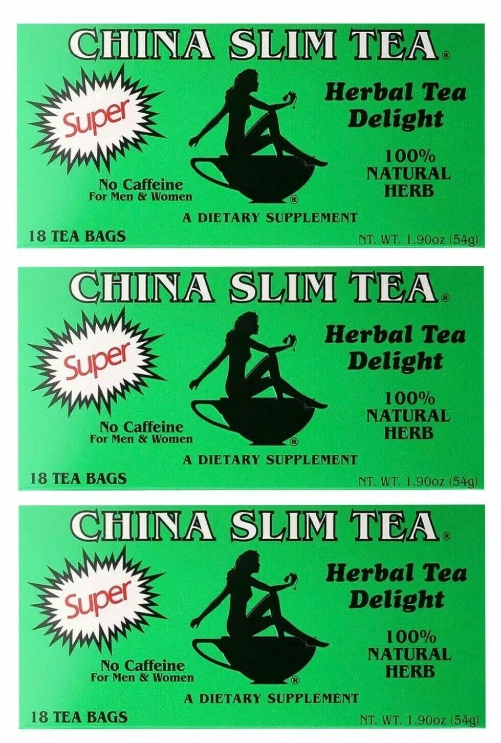 3 x China Slim Tea Super Strength Herbal Tea Delight 54 Tea Bags Total-Exp 2025