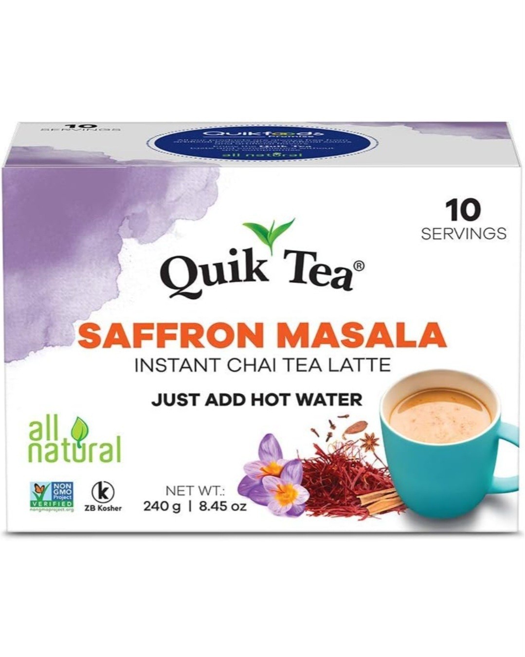 QuikTea Chai Tea Latte Saffron Masala Chai 33.8 Oz (Pack Of 4)