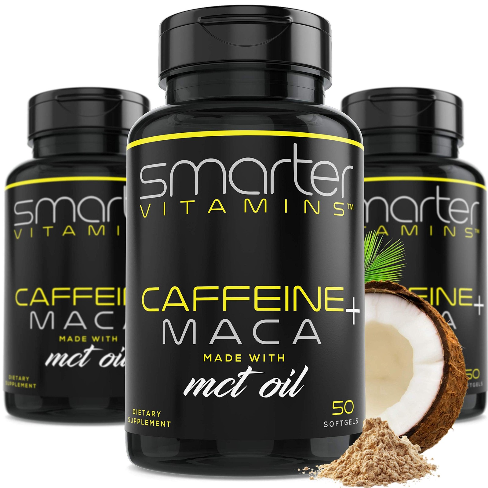 (3 Pack) Smarter Energy Pills, 200mg Caffeine & Coconut 50 count (Pack of 3)