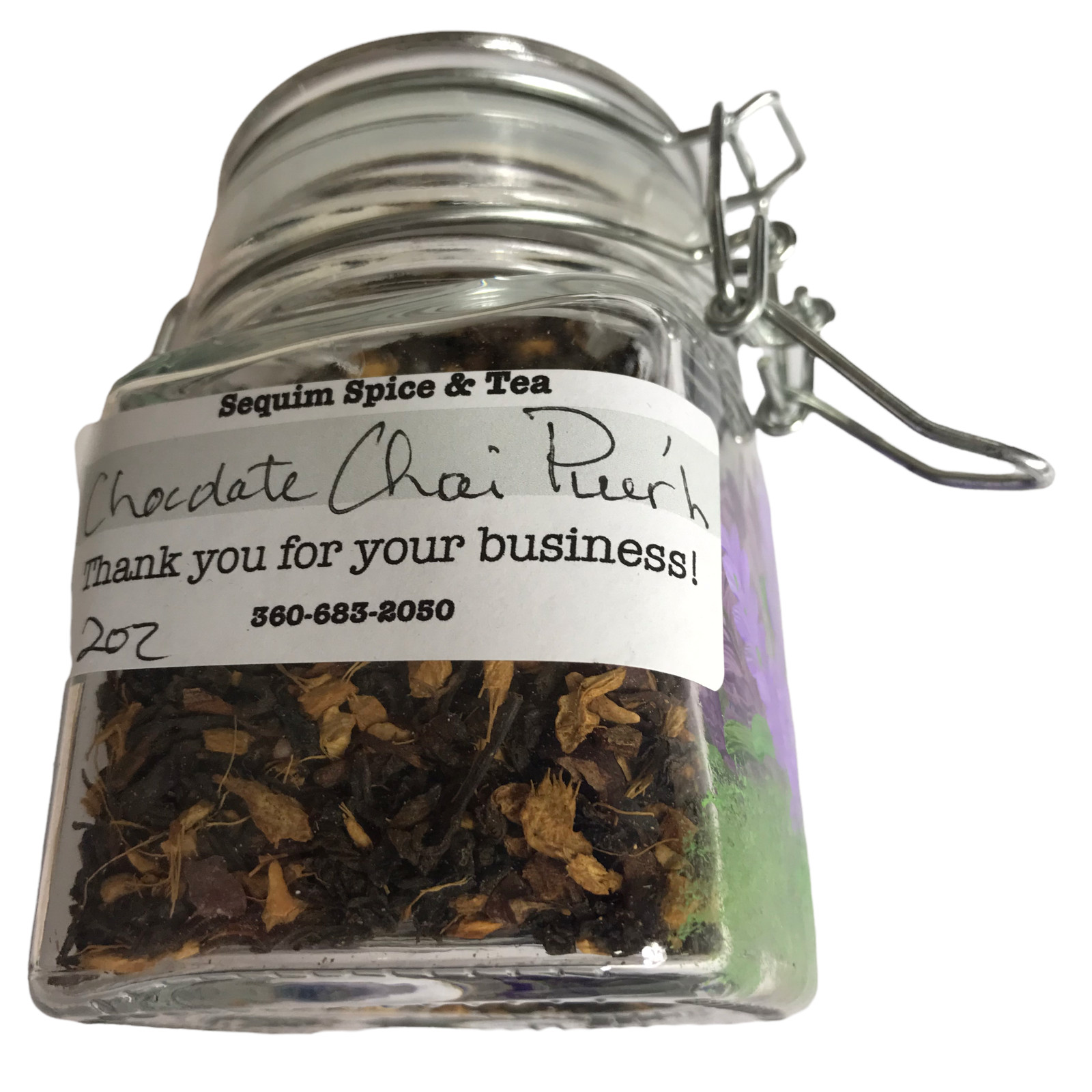 New Loose Leaf Tea in Cute Glass Jar with Lid: Chocolate Chai