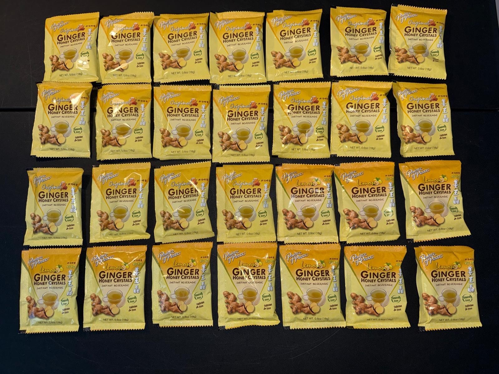 BRAND NEW SEALED Prince of Peace 28 x Ginger Honey (18 original & 10 lemon)