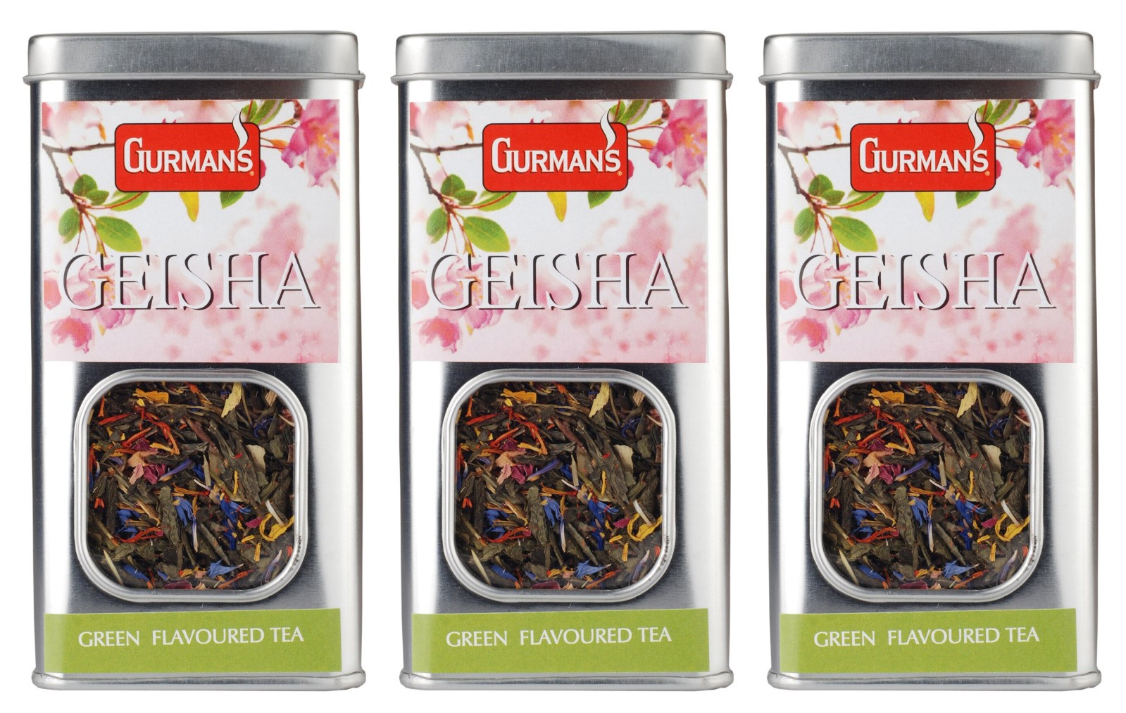 3 GURMANS GEISHA Loose Leaf Green Tea Tins 70g 2.5oz
