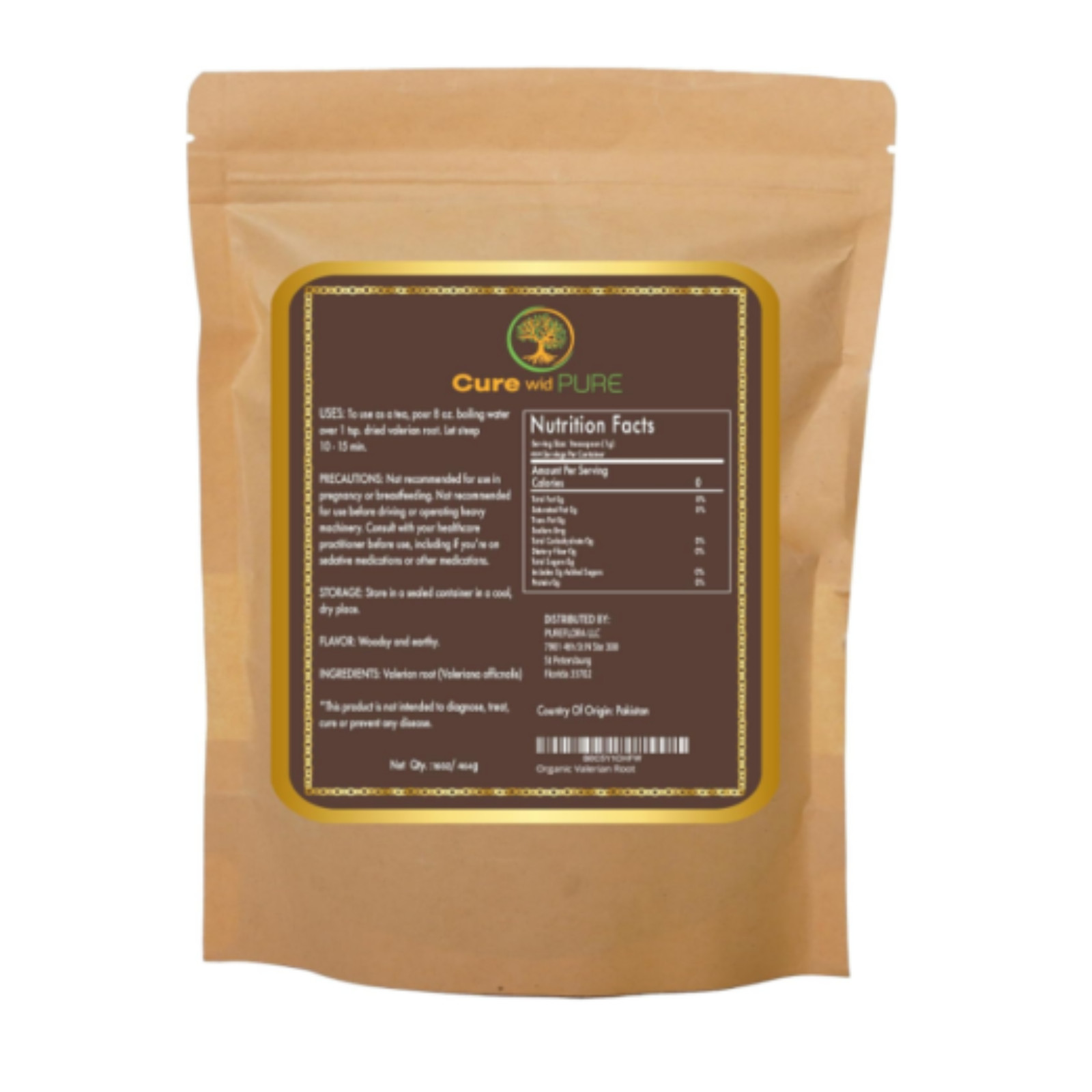 Organic Valerian Root Tea Cut, Sifted & Non-Irradiated Resealable 16oz