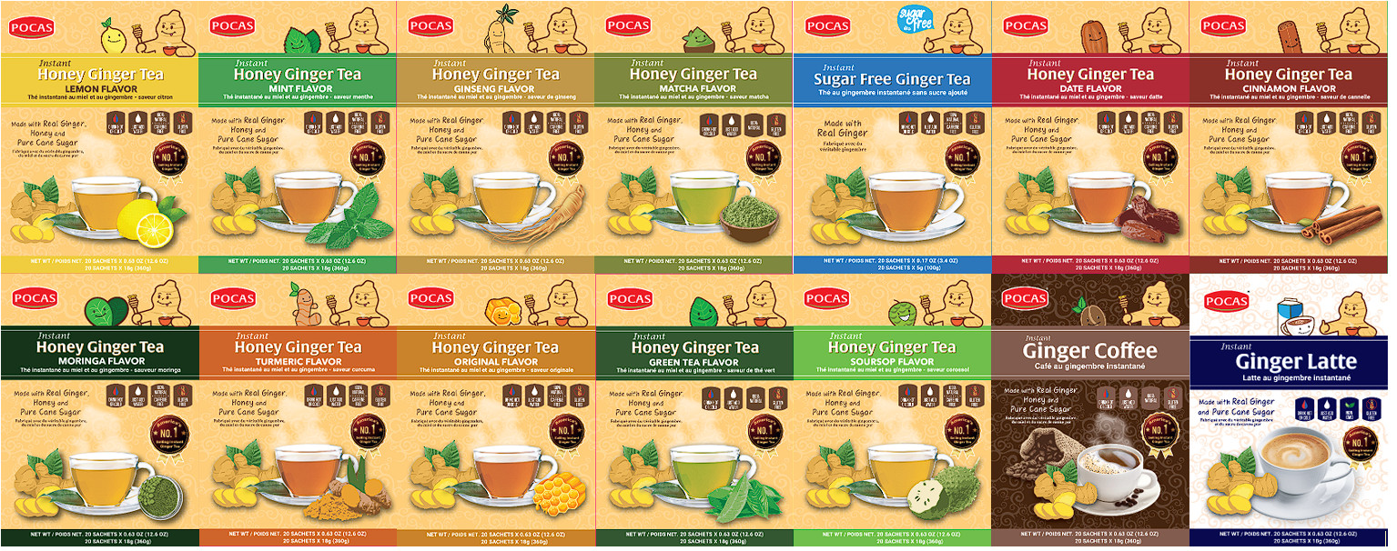 Honey Ginger Tea–Instant Powder Packets-Non-GMO, Gluten & Caffeine Free -2 packs