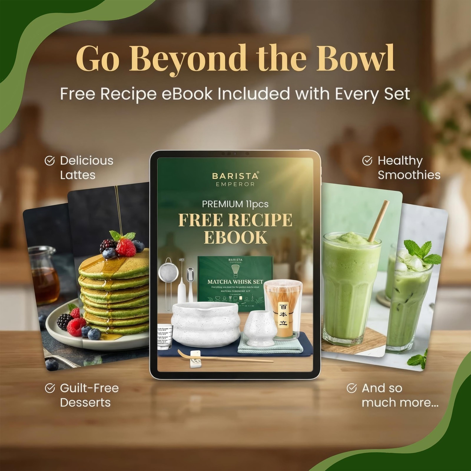 Matcha Whisk Set with Bowl, Frother, Spoon, Sifter, Scoop, Stand – Complete Kit