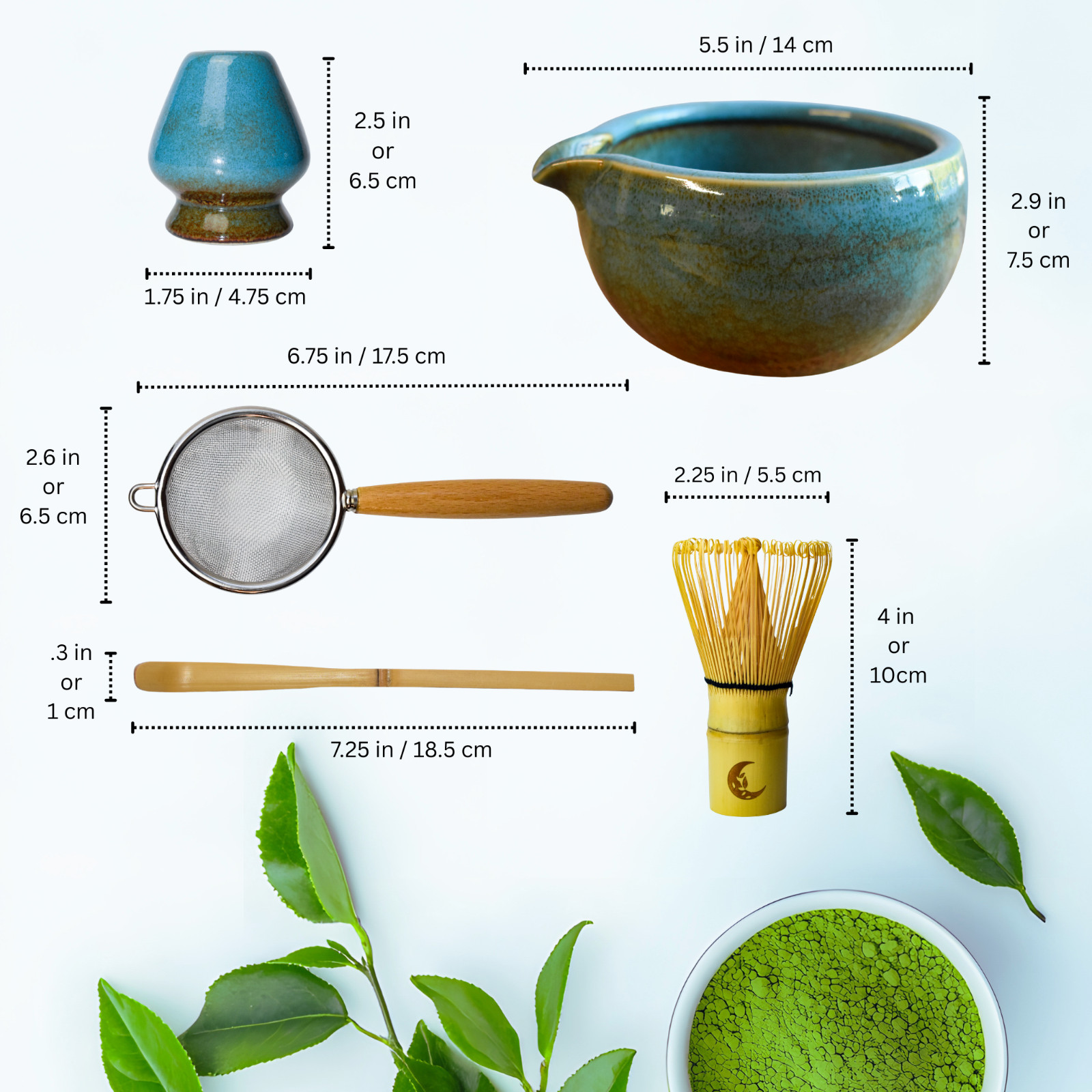 Matcha Whisk Kit Set – Matcha Bowl, Bamboo Whisk, Sifter, Scoop, Whisk Holder