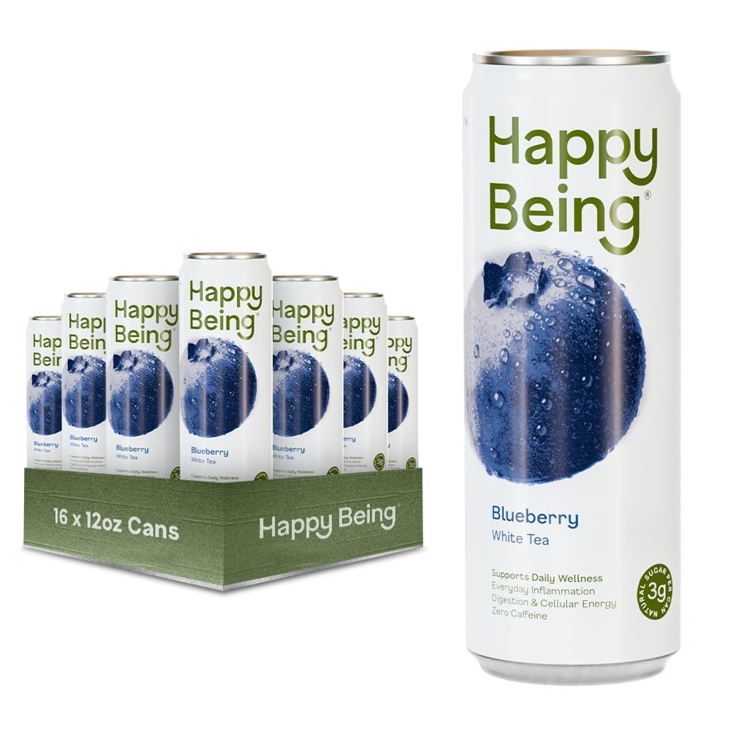 Antioxidant-Rich Blueberry White Tea, Low Sugar, 12oz – 16 Pack, Healthy Beverag