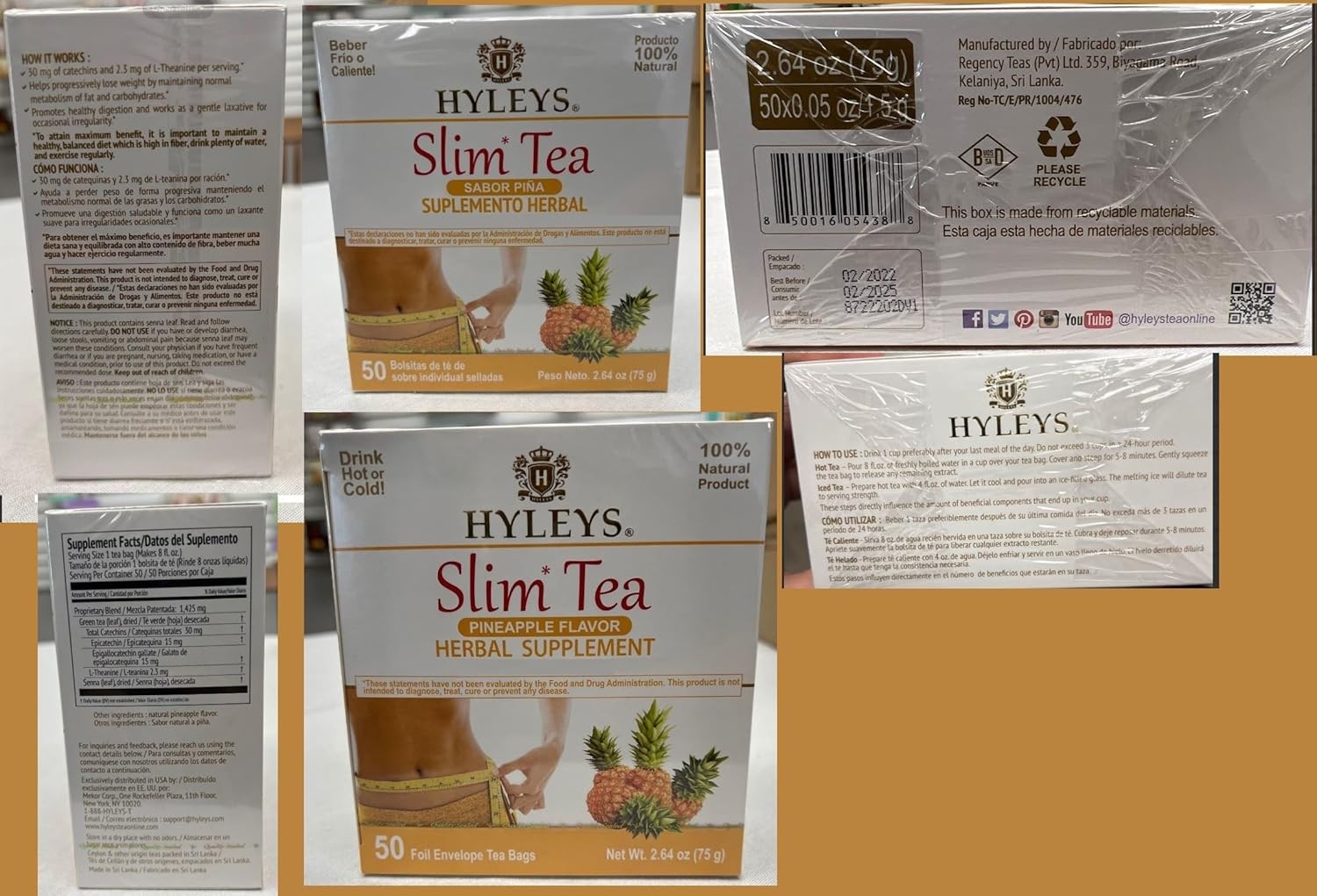 Hyleys Slim Tea Weight Loss Herbal Supplement with 50 Count (Pack of 1)