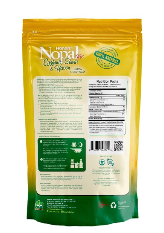 Nopal Mix Linaza Plus Adelgazante| 100% Natural High Fiber Blend | 1lb / 454g |W