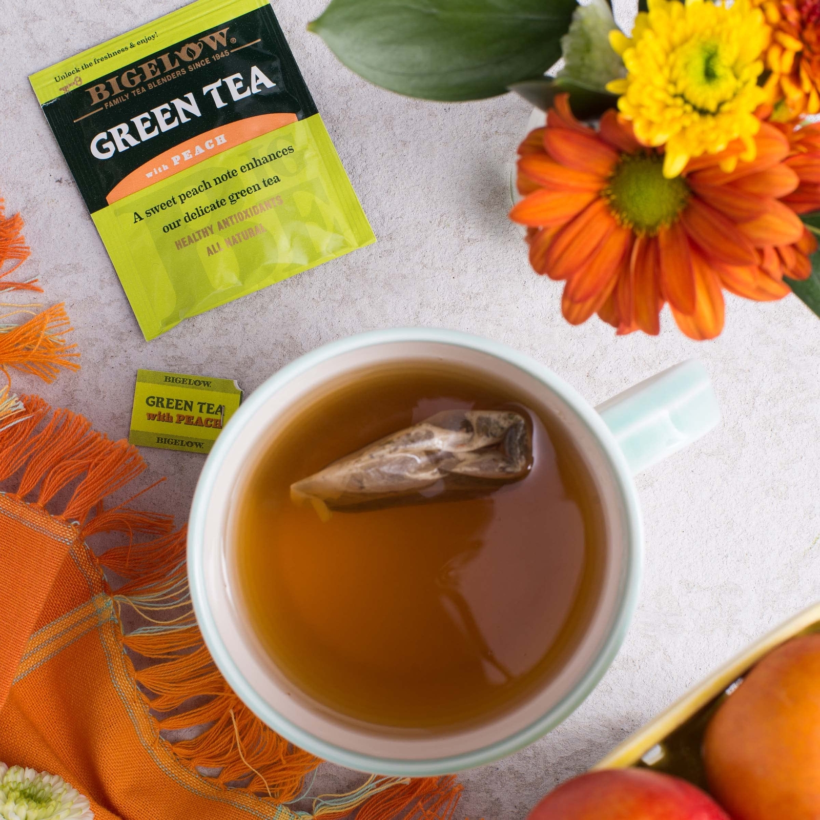 Bigelow Green Tea with Peach 120 Individually Wrapped Tea Bags 20 Count Pack