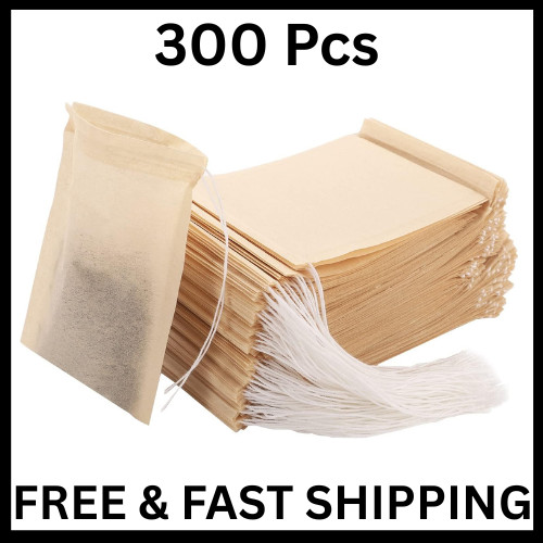 Empty Tea Bags – 300 Pcs Disposable Drawstring Unbleached Filter Bags for Loose