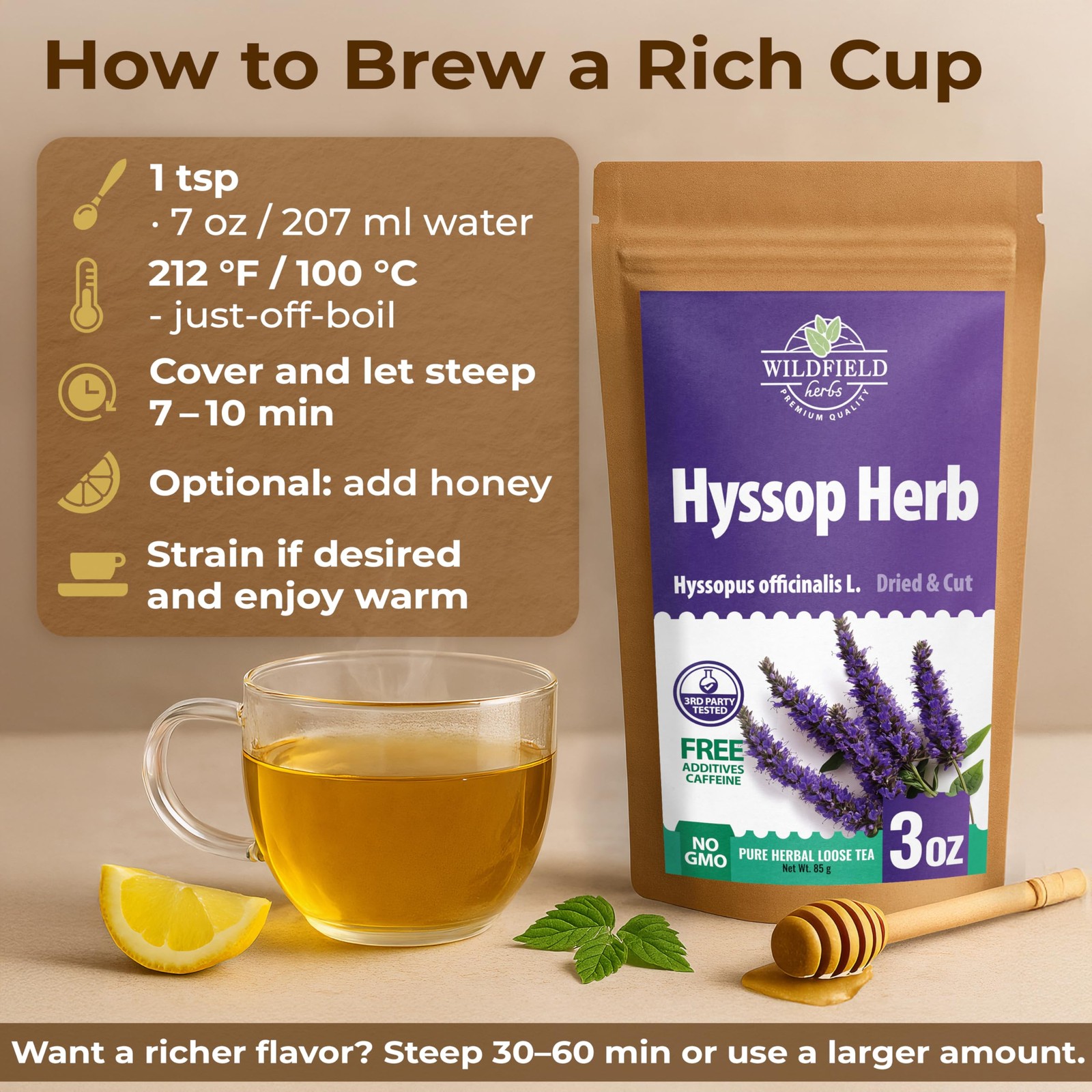 Hyssop Dried Herb Tea – 3 oz 85g Organic Herbal Remedy for Wellness