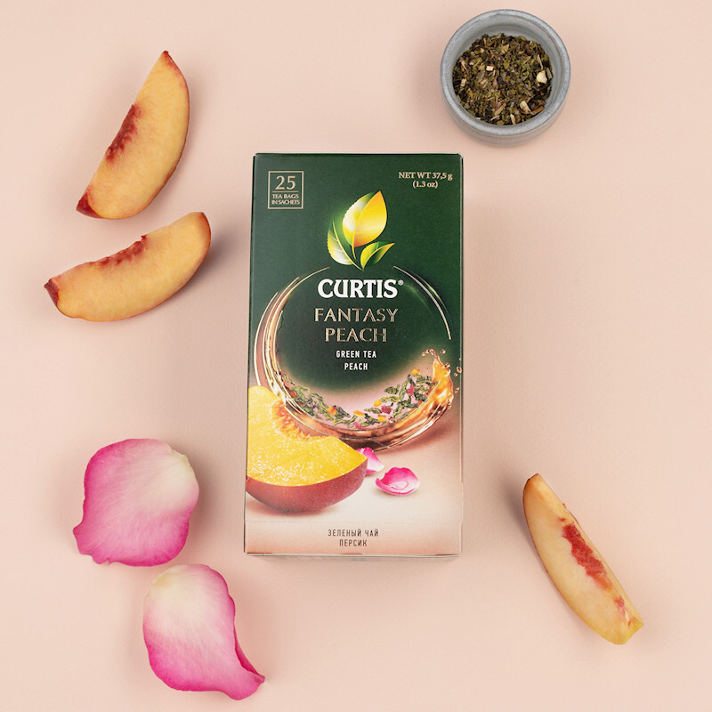 Curtis Green Tea FANTASY PEACH 25 Tea Bags Made in Russia RF NO GMO