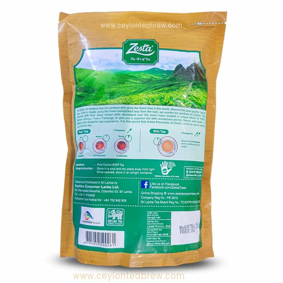 Zesta Ceylon pure Black tea Organic Tea Bags Premium BOPF Healthy slimming tea