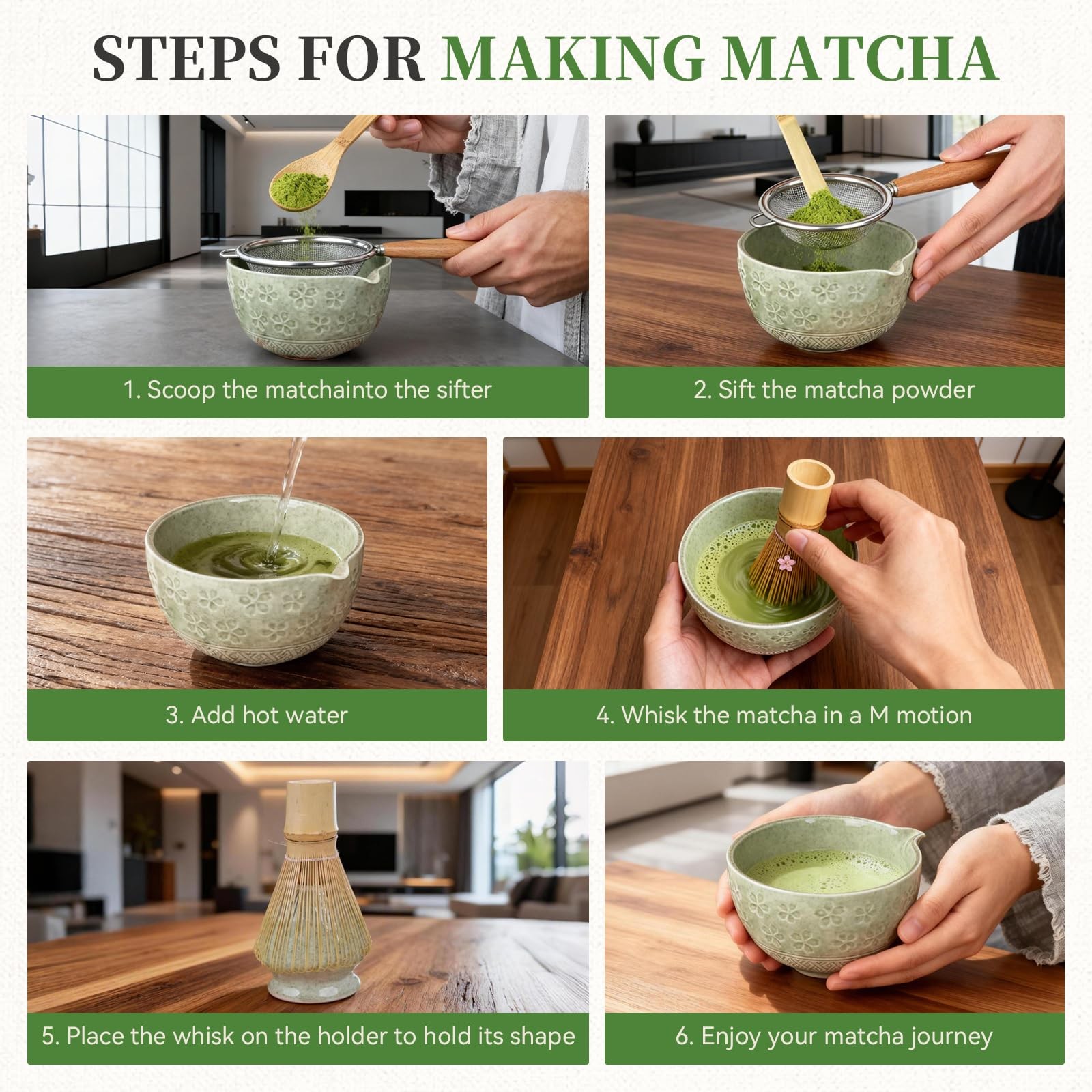 Matcha Whisk Set, Japanese Tea Ceremony Utensils (8 PCS) with Matcha Bowl wit…
