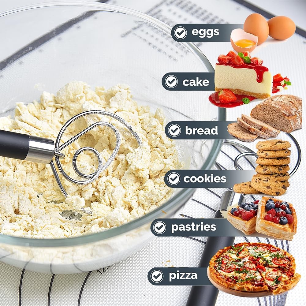 Guowall Stainless Steel Dough Whisk for Dutch Bread with as shown, Silver