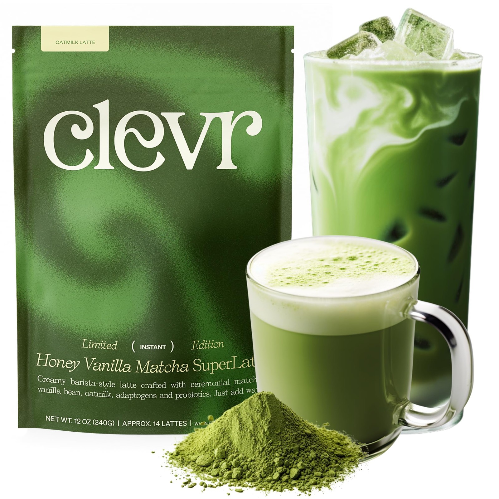 Honey Vanilla Matcha SuperLatte, Instant Ceremonial Grade, Superfood Powder B…