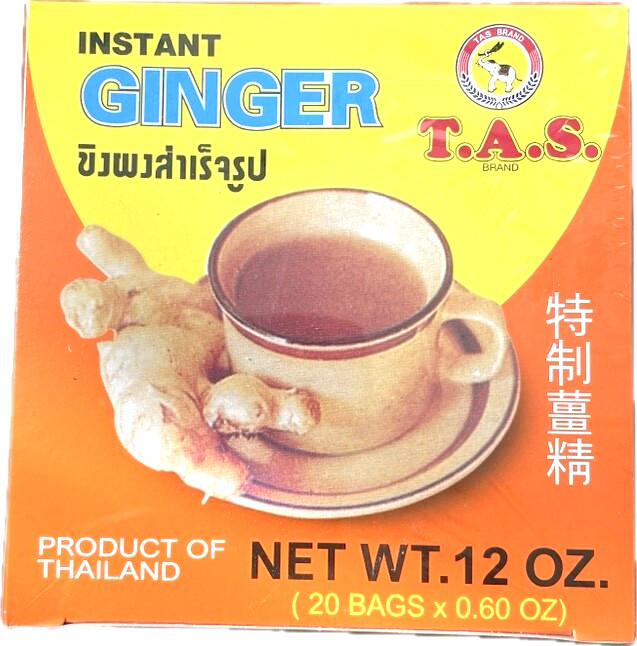 TAS Instant Ginger Thai Style Tea 12oz – 20 Bags Herbal Drink Mix