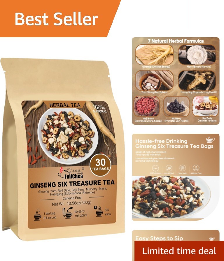 Ginseng Six Treasure Tea – 30 Mildly Sweet Teabags for Daily Wellness